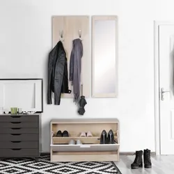 FineBuy Garderobe Flurgarderobe Paneel Wandgarderobe Spiegel Komplett Set Kompakt Flur
