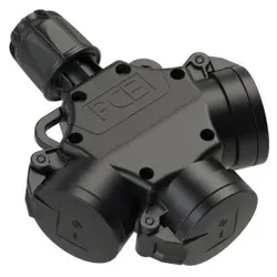 PCE 253622-sxs 3-Wegekupplung Vollgummi nat Klappdeckel IP44 (schwarz) 253622sxs