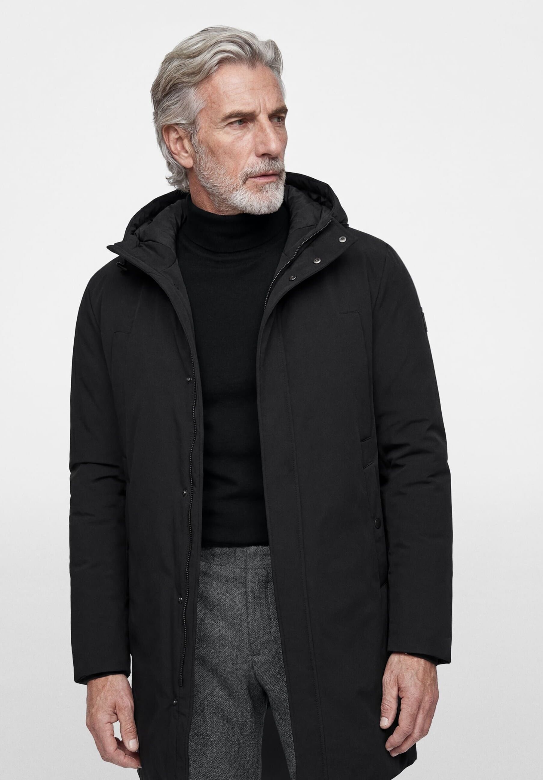 Parka BENVENUTO. "BENVENUTO. Parka", Herren, Gr. M, schwarz, Casual, regular fit, Jacken Parka, verdeckter Reißverschluss mit Knopfverschluss