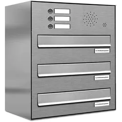 AL Briefkastensysteme 3 Fächer Premium Edelstahl Durchwurf Briefkasten Anlage für Post Post A4, modern, robust, wetterfest, Artikelnummer: 132V3DZ1KS