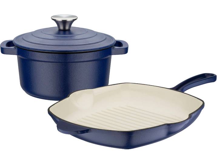 Topf-Set GSW Blue Magic , blau, 1,6 l, Töpfe, Topf-Set, Dunstzapfen im Deckel zum Garen im eigenen Saft, Induktion