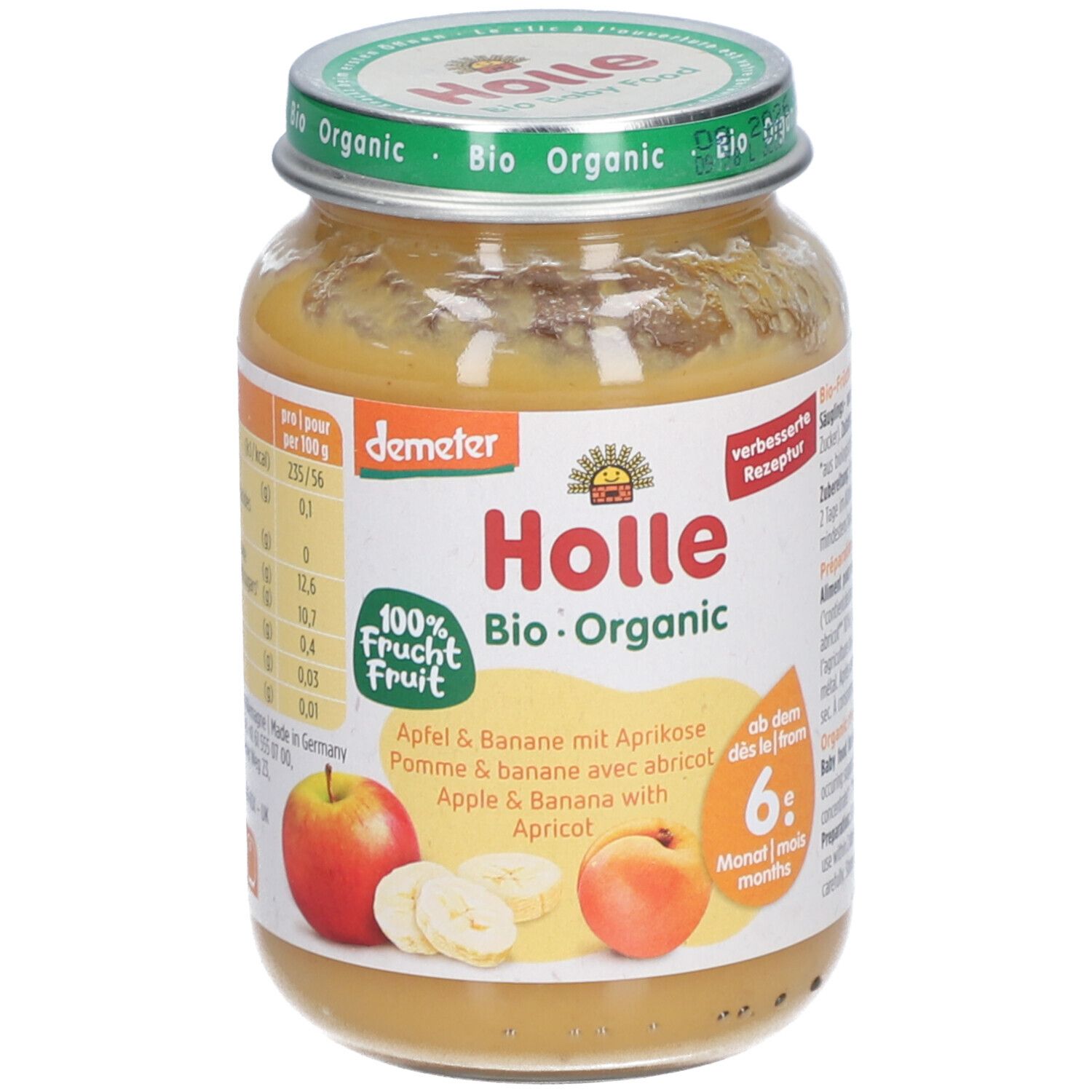 Holle Apfel Banane mit Aprikose Glas 190 g Bio Brei
