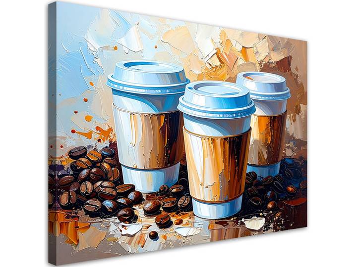 Feeby Leinwandbild Kaffeetassen 120x80cm, Braun, Essen/Getränk, Rechteckig, 120x80 cm, Bilder & Rahmen, Bilder, Leinwandbilder