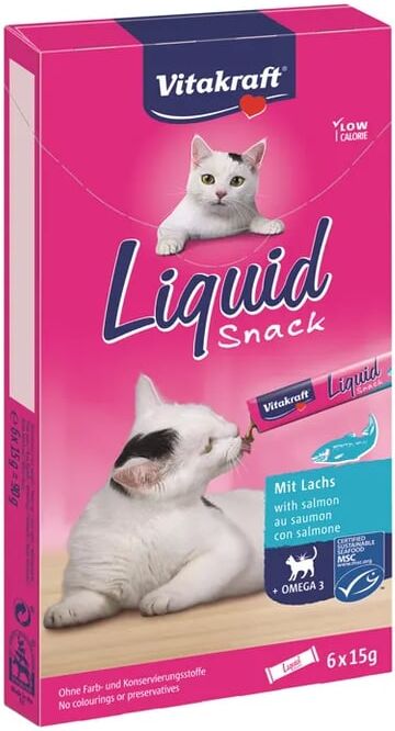 Vitakraft Cat Liquid Snack Salmón Con Omega-3 6 Uds 15g
