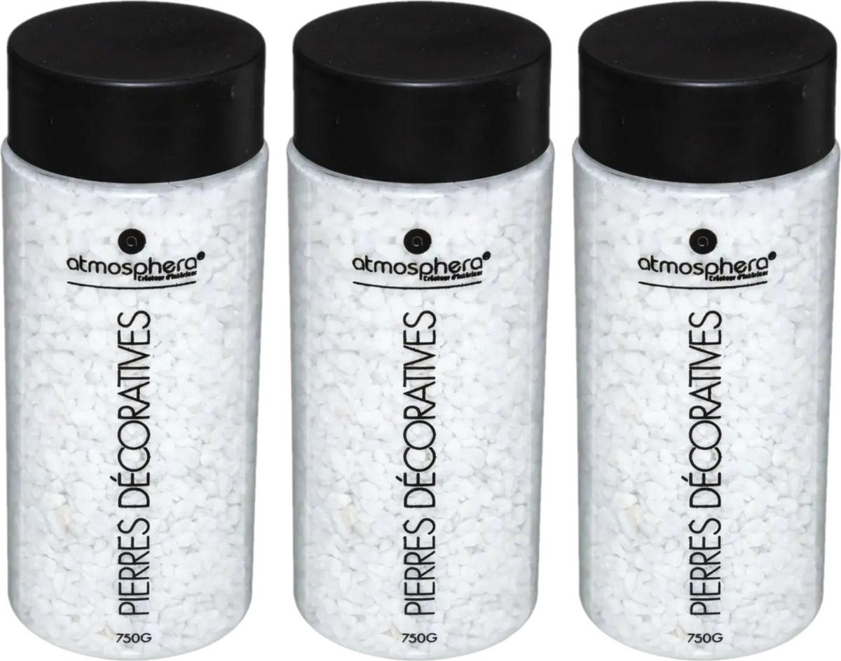 Atmosphera decoratiestenen wit klein formaat 3x 750 gram voor aquarium en vazen