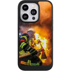 Nivocase Hülle für Apple iPhone 14 Pro Handyhülle NIVOcore Case Schwarz Feuer Feuerwehr Lebensretter (Apple iPhone 14 Pro), Smartphone Hülle, Schwarz
