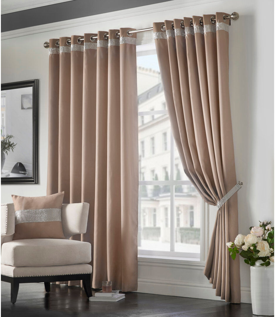 Rosdorf Park Alyson Palace Eyelet Ring Top Room Darkening Curtains Beige 229 W X 183 D cm