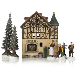 WURM Lichthaus Porzellan inkl. 2 Tannenbäume, 4 Minifiguren & Beleuchtungsset
