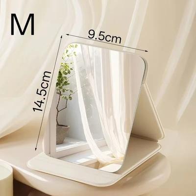 Uplifted Finds Portable Compact Folding Desktop Makeup Mirror With Storage Base white M