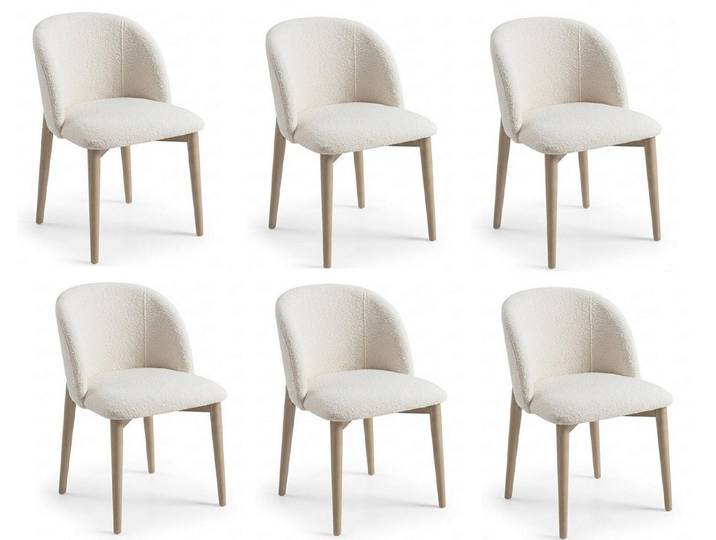 JVmoebel Essgruppe 6х Stühle Minimalistisch Milchfarben Esszimmerstühle Elegant Modern, Made in Europa
