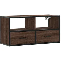 Helloshop26 - Praktisches wandmontiertes TV-Möbel im Industriedesign 80 x 31 x 39,5 cm aus braunem Eichenholzwerkstoff
