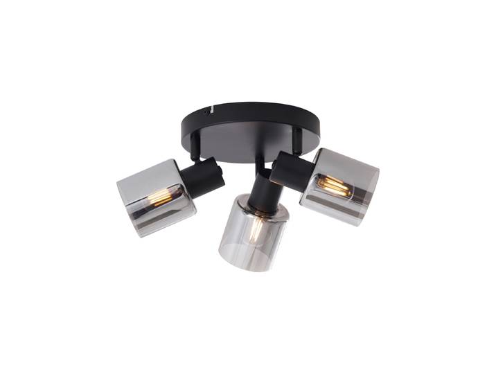 Plafonnier moderne noir avec verre fumé rond 3 lumières - Cilin
