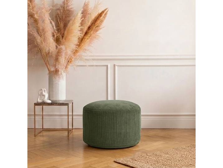 Sitzpouf rund Ø 50cm Grün Cordstoff Fjella: Wintermoos