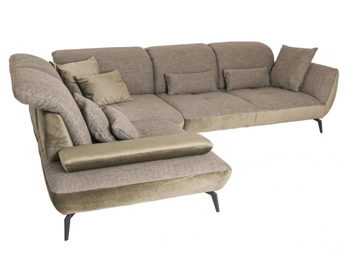 Ecksofa Nebraska Steinpol / Farbe: Khaki Olive / Bezugsmaterial: Stoff