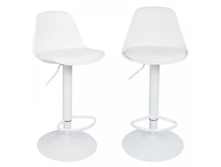 Tabourets de Bar Lot de 2 - MIPAN - Chaises de bar avec Repose - Réglable en Hauteur - Pieds pivotant 360° - Blanc