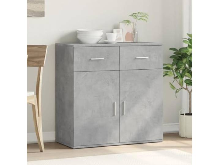 KTHLBRH Anrichte grau Zement 79 x 38 x 80 cm Holz mehrschichtig Türen für Organisation, 76 kg maximale Belastung, große obere Ebene, einfache Reinigung
