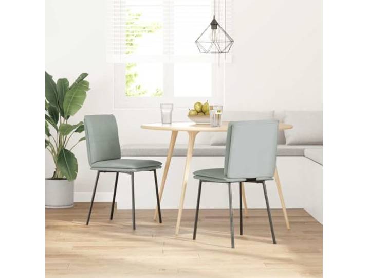 HKLGBVCR 2 Esszimmerstühle, Hellgrau, Samt Ergonomisches Design, weicher Samt, Metall und Sperrholz, dicker Schaumstoff, Esszimmer, Wohnzimmer