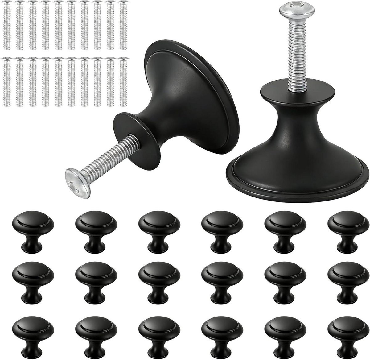 Zinklegering Meubelknoppen Kastgrepen Zwart - 20 stuks