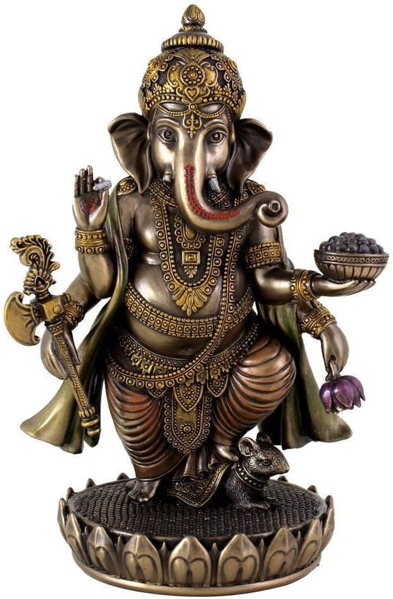 Ganesh Beeld Multicolor - Spirituele Decoratie voor op Tafel - Hoogte: 23 cm