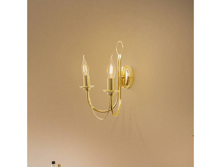 Wandlamp Retro, dimbaar, messing / goud, Woon-/ Eetkamer, metaal, wandlamp