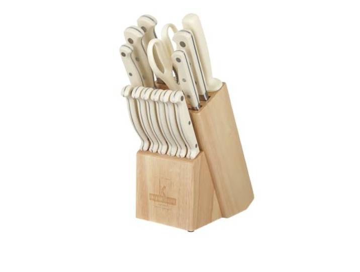 KASANOVA - Messerblock aus Holz mit 11 Messern, Schere und Schärfer, Küchenmesserblock, komplettes Set für die Küche