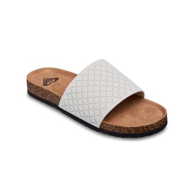 Sandale ROXY "Mannae Slide", Damen, Gr. 10 (41), weiß (taupe), Obermaterial: 100% Polyester-Textil, Futter: 100% Textil, Laufsohle: 100% EVA., Schuhe Sandale