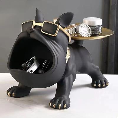 Inspired Living French Bulldog Storage Statue Decorative Resin Dog Sculpture With Hidden Storage Box a