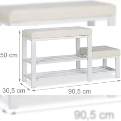 Helloshop26 - Eingangsbank Schuhschrank Bank/Hocker 90,5 cm weiß 13_0000352_2