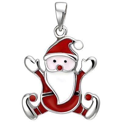 Kettenanhänger JOBO "Anhänger Weihnachtsmann", rot, Schmuckanhänger, Damen, Silber 925 (Sterlingsilber), Kettenanhänger, 925 Silber