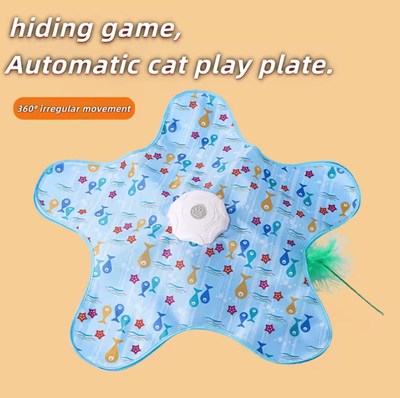 Inspire Curations Interactive Cat Hunting Blanket Toy With Automatic Feather Turntable fish