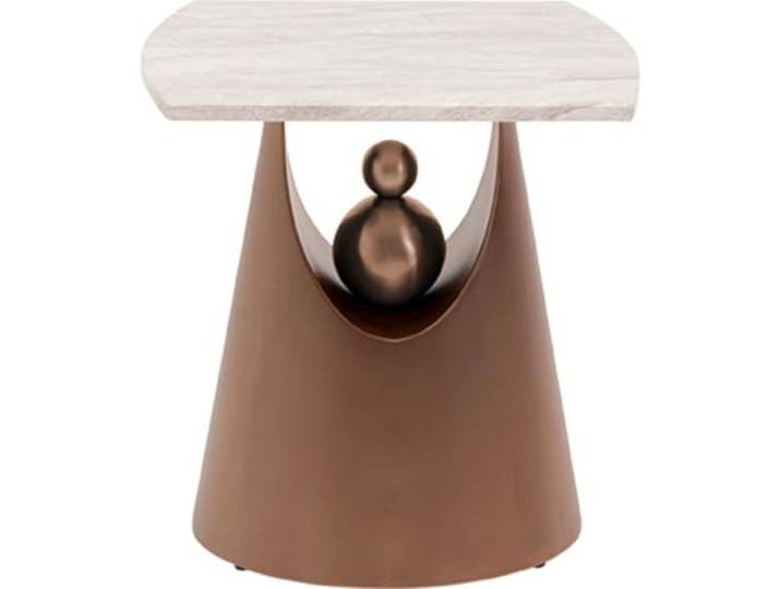 Kare Design Beistelltisch Geraldo, braun, 50 x 50 cm Naturstein-Marmorplatte, gebürstetes Stahlgestell, pflegeleichte Oberfläche, Beistelltisch fürs Wohnzimmer