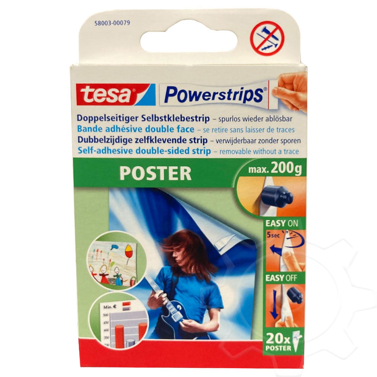 tesa Powerstrips POSTER, Haltekraft: max. 0,2 kg 20 Stück