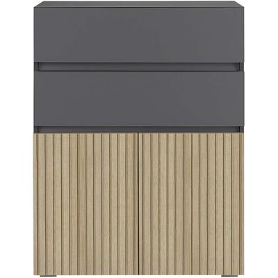 Midischrank HOME AFFAIRE "Wisla", schwarz (anthrazit, eiche struktur), B:76cm H:98cm T:35cm, Holzwerkstoff, Schränke, Midischrank, Höhe 98 cm, mit Türen & Schubkasten