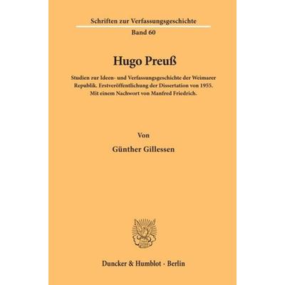 Hugo Preuß., Taschenbuch von Günther Gillessen, Duncker & Humblot, 978-3-428-10019-4