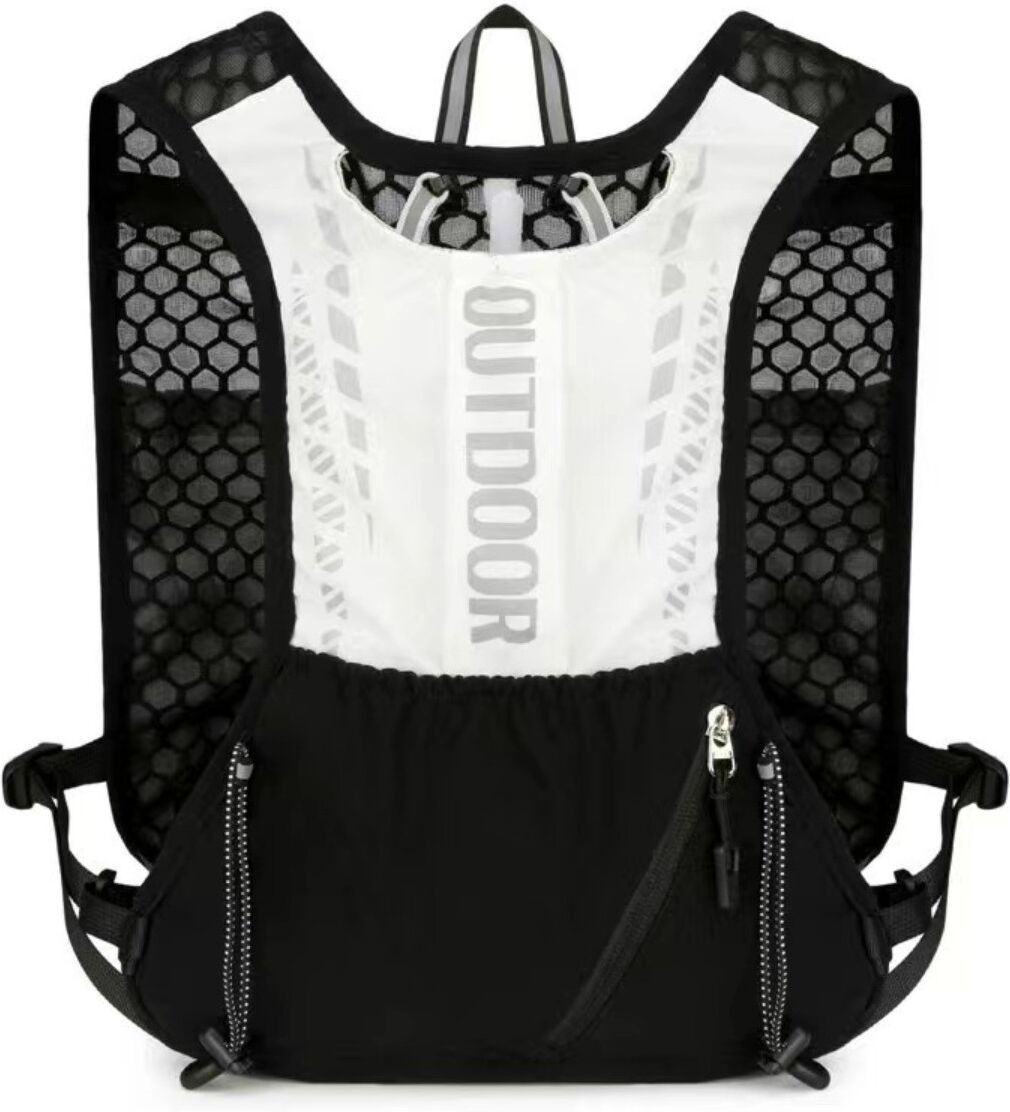 INF Bergsteiger-Weste Rucksack — Leichte Polyester-Weste mit mehreren Fächern für Wasserflasche und Handy Schwarz-Weiss