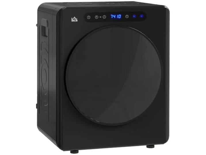 HOMCOM Mini Sèche Linge Évacuation 3kg 1000W Modes Extra Dry et ECO Noir Sèche-Linge Électrique Compact\, Cuve en Acier Inoxydable\, Charge Frontale\, Minuterie\, pour Appartement\, Maison\, Camping-Cars
