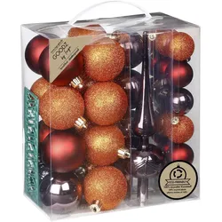 39 Weihnachtskugeln 4-6cm Kunststoff Christbaumkugeln mit Christbaumspitze braun