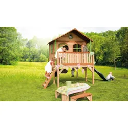 Kinderhütte Holz Anton 212 x 380 x 274 cm - Kinderhaus aus Hemlockholz - Spielhaus für Kinder - Kinderspielhaus für den Garten