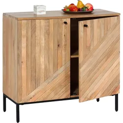 Highboard MCW-L95, Kommode Schrank Sideboard, Massiv-Holz Mango 86x90x43cm MVG-zertifiziert, natur