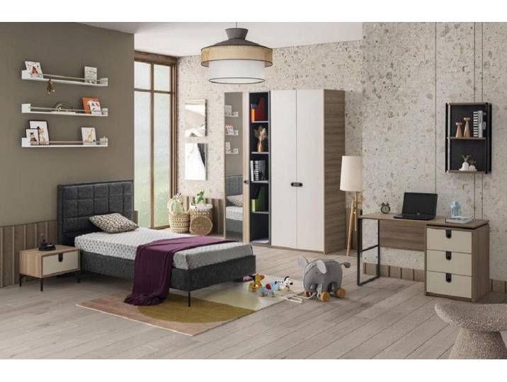 JVmoebel Jugendzimmer-Set Modernes Jugendzimmer Set in Weiß mit Bett, Schrank und Schreibtisch, (Bett, Nachttisch, Schreibtisch, Kleiderschrank), Made in Europa