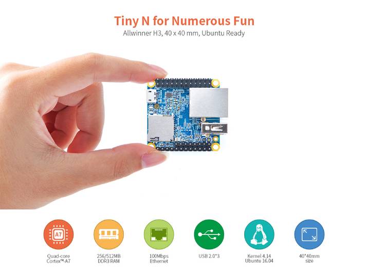 NanoPi Neo V1.4 LTS 512 Mo de RAM DDR Allwinner H3 Quad Cortex-A7 jusqu'à 1,2 GHz, OpenWRT, prend en charge Ubuntu Linux Armbian DietPi Kali