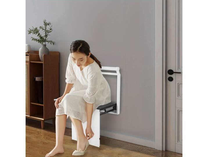 Siège de douche pliable mural, siège de douche pliable jusqu'à 150 kg, siège de douche pliable avec poignée, tabouret de salle de bain, chaise de douche