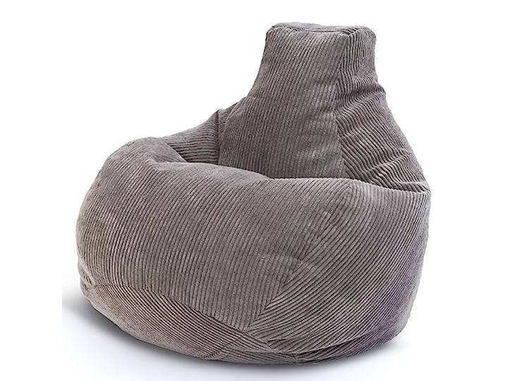 Green Bean® Sitzsack mit Rückenlehne 80x80x90cm - Gaming Chair mit 230L Füllung Cordstoff - Bean Bag Bodenkissen Lounge Sitzhocker Relax-Sessel Gamer Gamingstuhl Hellgrau