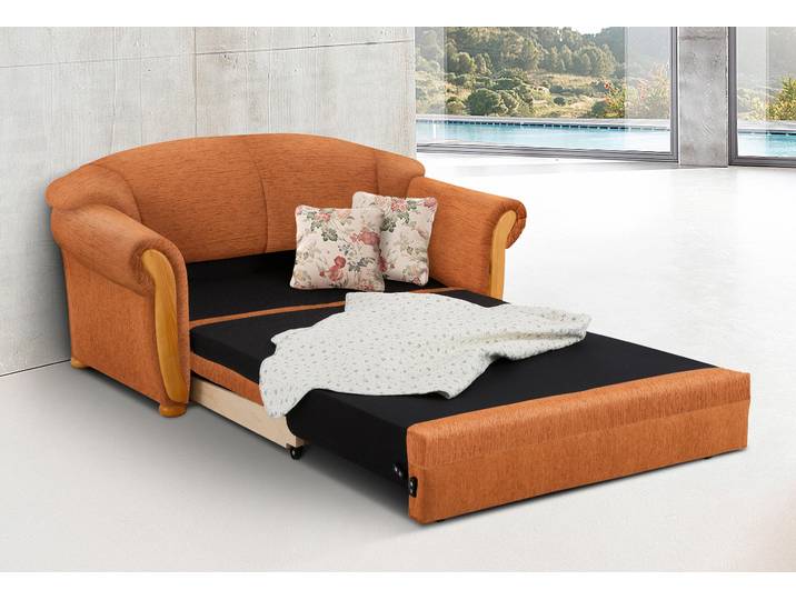Schlafsofa, Terrakotta, 174x88 cm, Chenille, Mit Bettfunktion, Landhaus, Home-affaire
