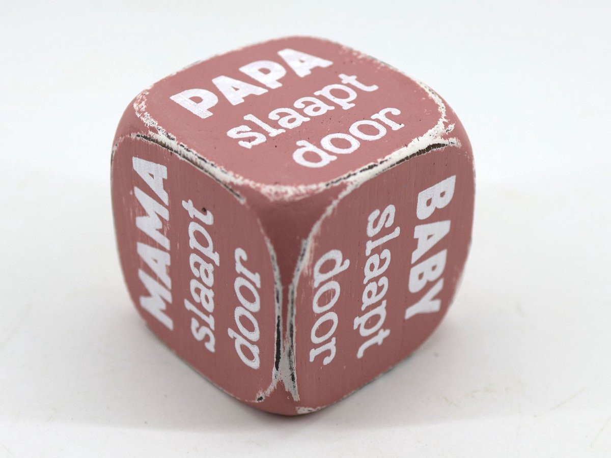 Dobbelsteen Mama Papa Baby slaap speelgoed 8x8 cm