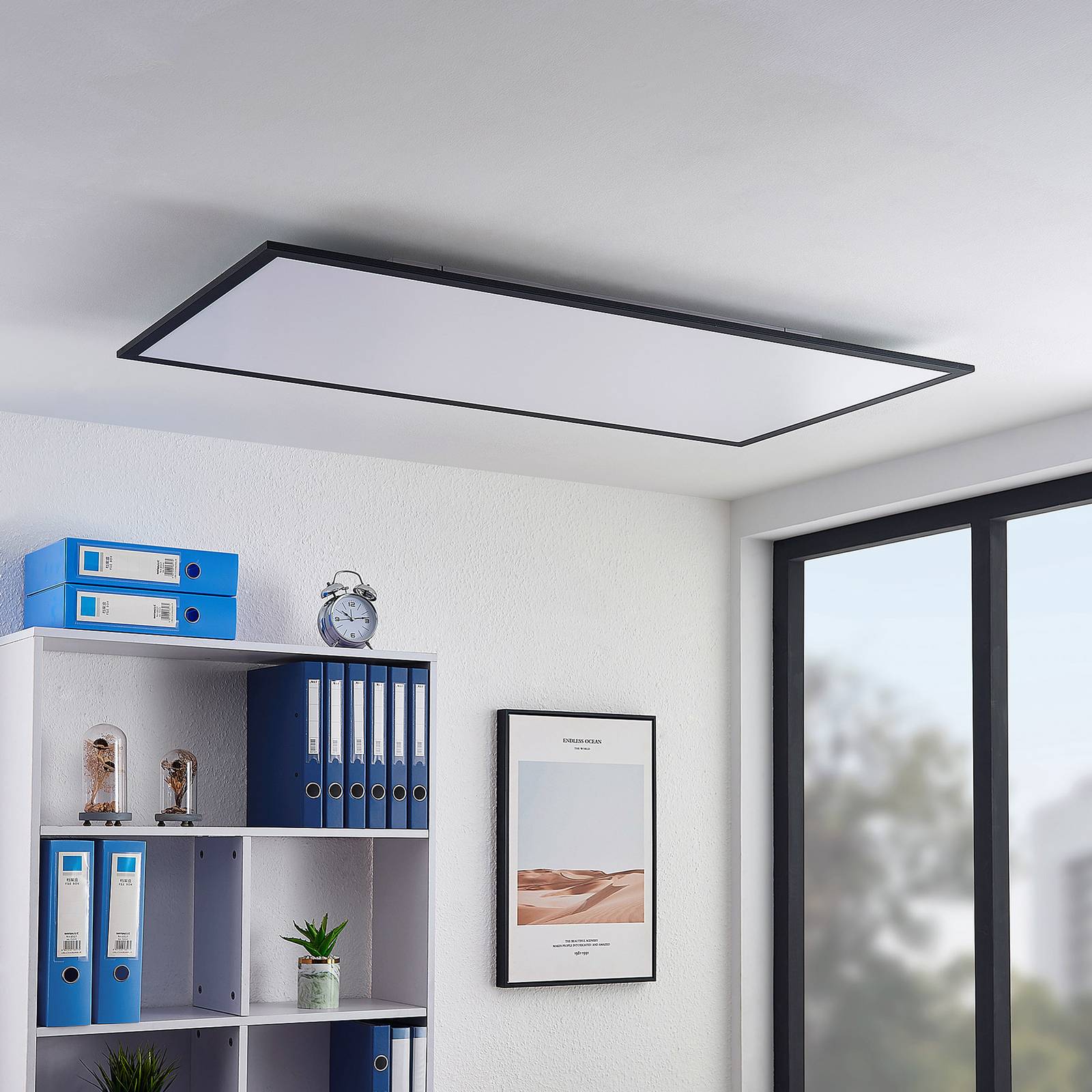 LED Panel Nelios Lindby, Black, Kitchen, Aluminium, Modern, LED Panel