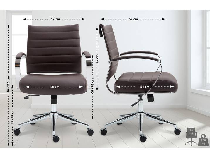 CLP Bürostuhl Oakland höhenverstellbar und drehbar Farbe braun Material Kunstleder