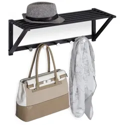 Relaxdays Wandgarderobe mit Ablage Schwarz,Silber