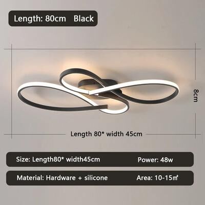 Inspired Living Modern Black LED Ceiling Chandelier For Living Room, Bedroom And Study l800xw450xh80mm dimmable Rc With App