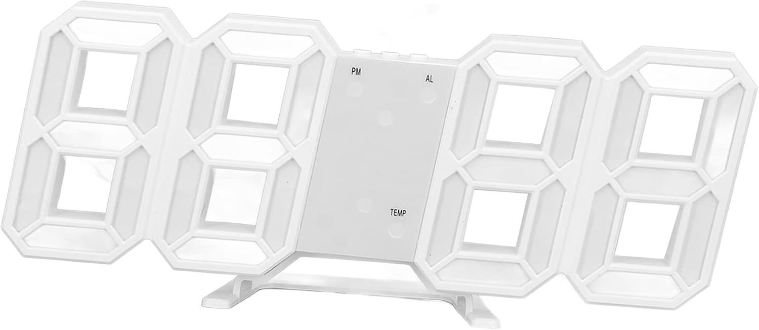 Moderne 3D LED Digitale Wandklok met Temperatuur voor Thuis en Kantoor, USB Voeding, 9.1x3.7in